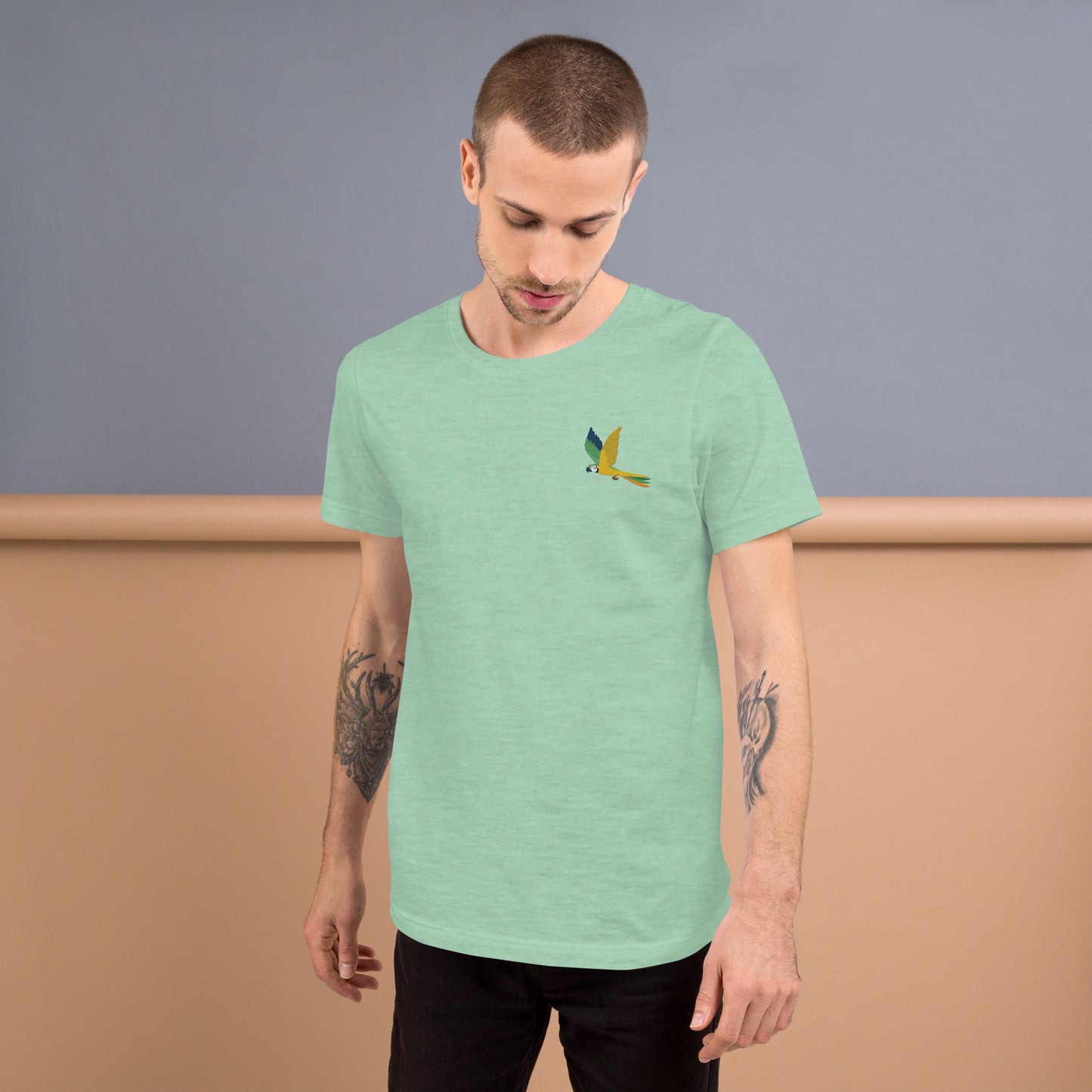 Parrot Cotton T-Shirt - Embroidered - Wildlife Soul Parrot Cotton T-Shirt - Embroidered
