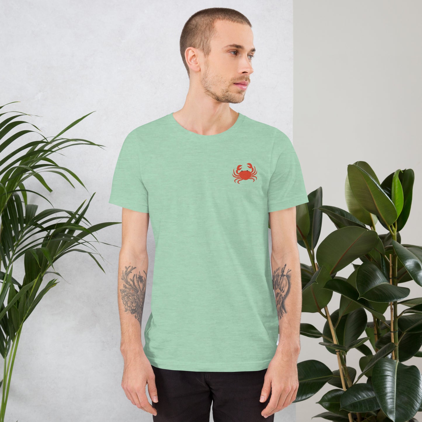 Crab Cotton T-Shirt - Embroidered - Wildlife Soul Crab Cotton T-Shirt - Embroidered