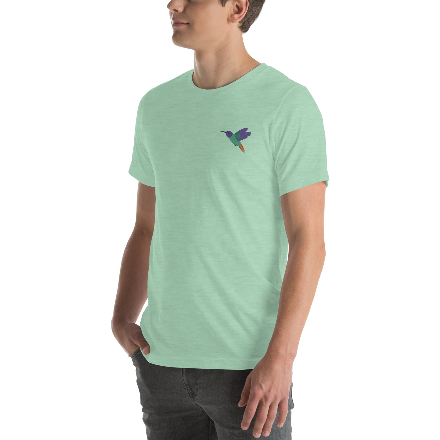 Hummingbird Cotton T-Shirt - Embroidered - Wildlife Soul Hummingbird Cotton T-Shirt - Embroidered