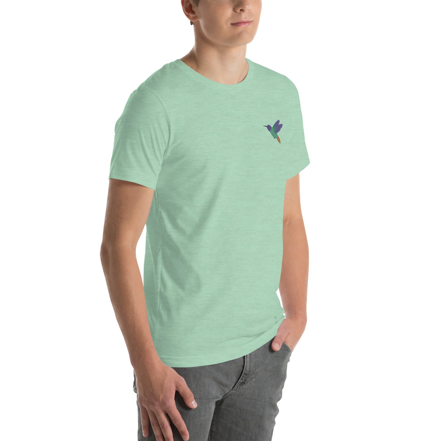 Hummingbird Cotton T-Shirt - Embroidered - Wildlife Soul Hummingbird Cotton T-Shirt - Embroidered
