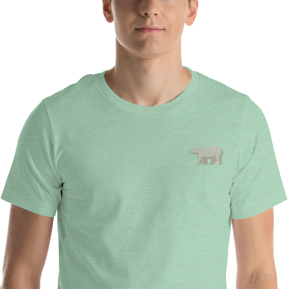 White Bear Cotton T-Shirt - Embroidered - Wildlife Soul White Bear Cotton T-Shirt - Embroidered
