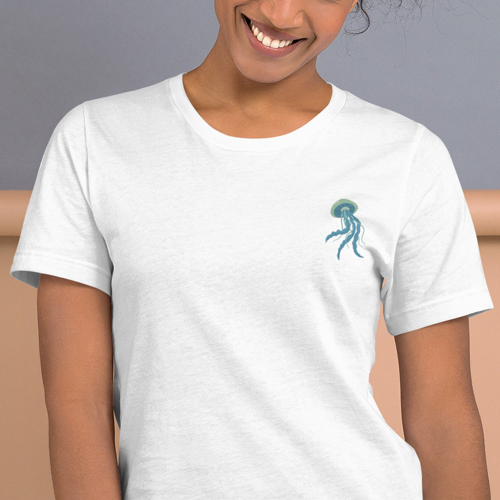 Jellyfish Cotton T-Shirt - Embroidered - Wildlife Soul Jellyfish Cotton T-Shirt - Embroidered