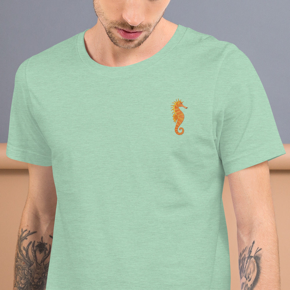 Seahorse Cotton T-Shirt - Embroidered - Wildlife Soul Seahorse Cotton T-Shirt - Embroidered