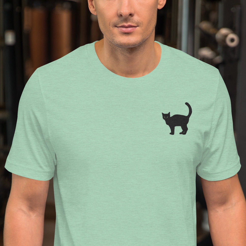 Black Cat T-Shirt - Embroidered - Wildlife Soul Black Cat T-Shirt - Embroidered