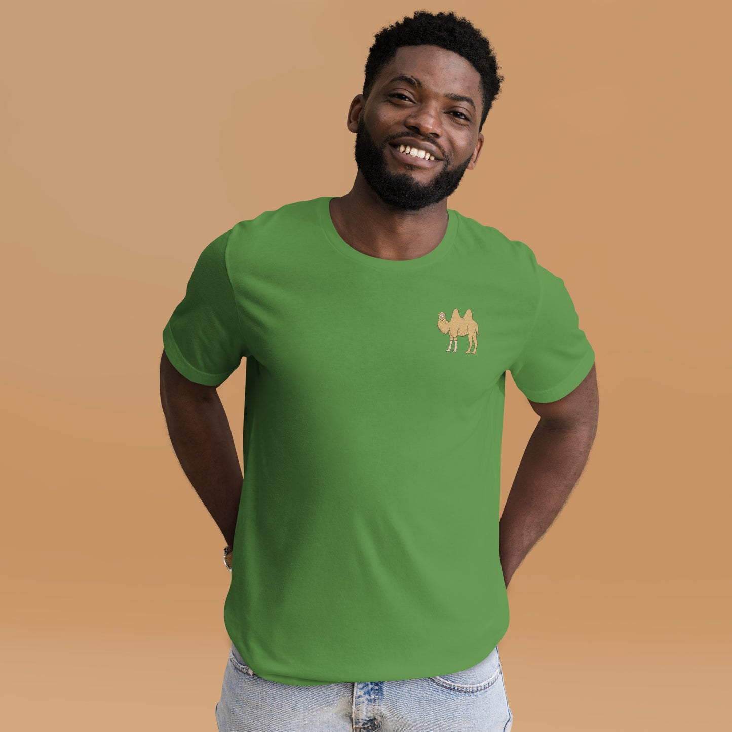 Camel Cotton T-Shirt - Embroidered - Wildlife Soul Camel Cotton T-Shirt - Embroidered