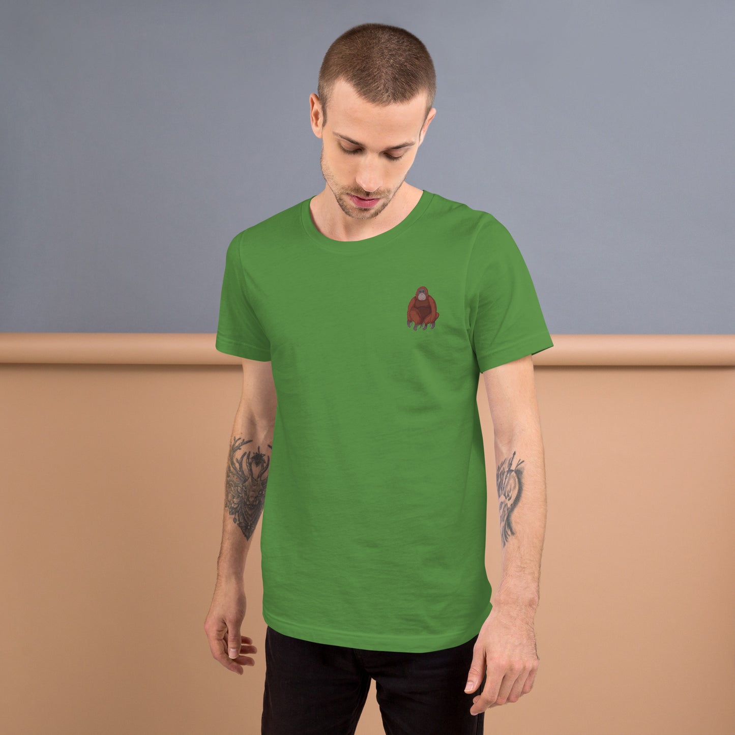 Orangutan Cotton T-Shirt - Embroidered - Wildlife Soul Orangutan Cotton T-Shirt - Embroidered