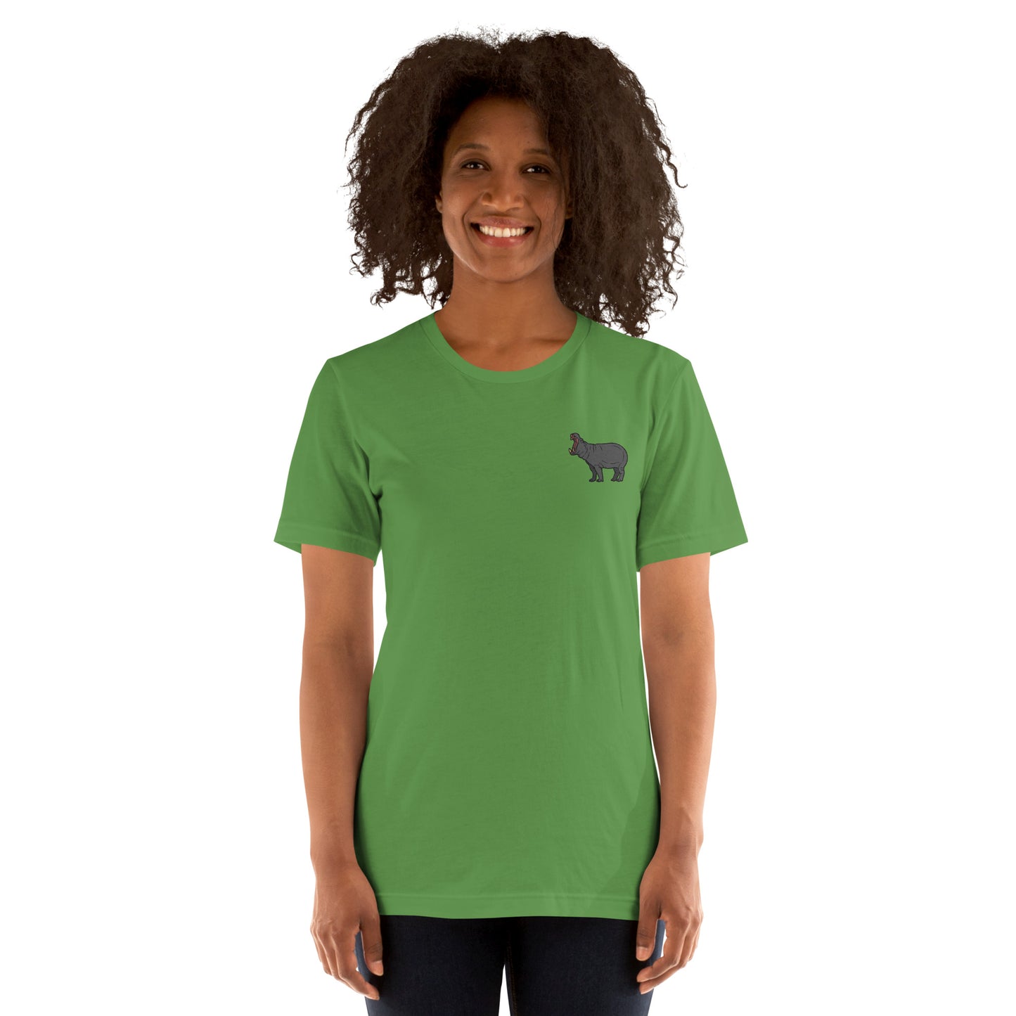 Hippopotamus Cotton T-Shirt - Embroidered - Wildlife Soul Hippopotamus Cotton T-Shirt - Embroidered