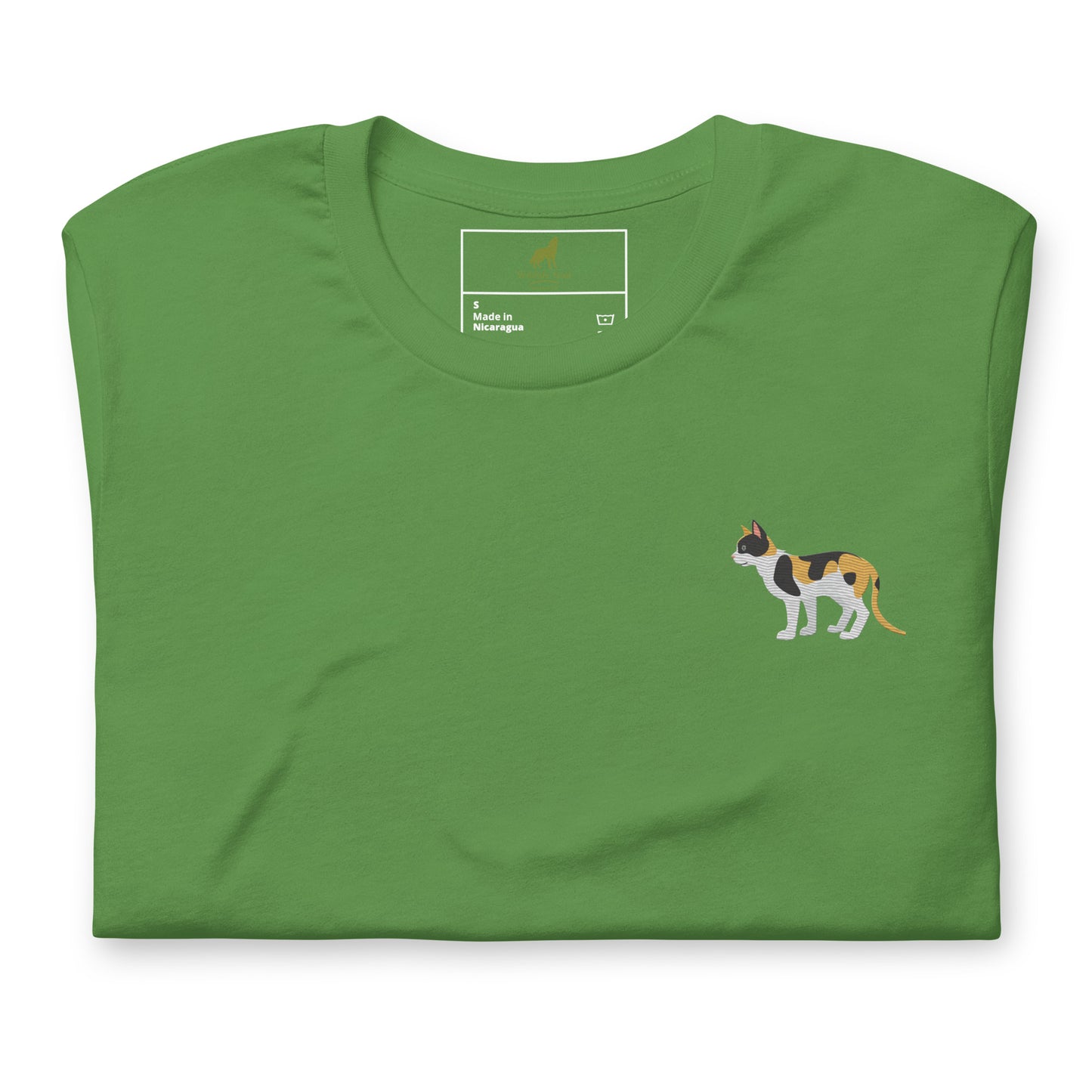Cat Cotton T-shirt - Embroidered - Wildlife Soul Cat Cotton T-shirt - Embroidered