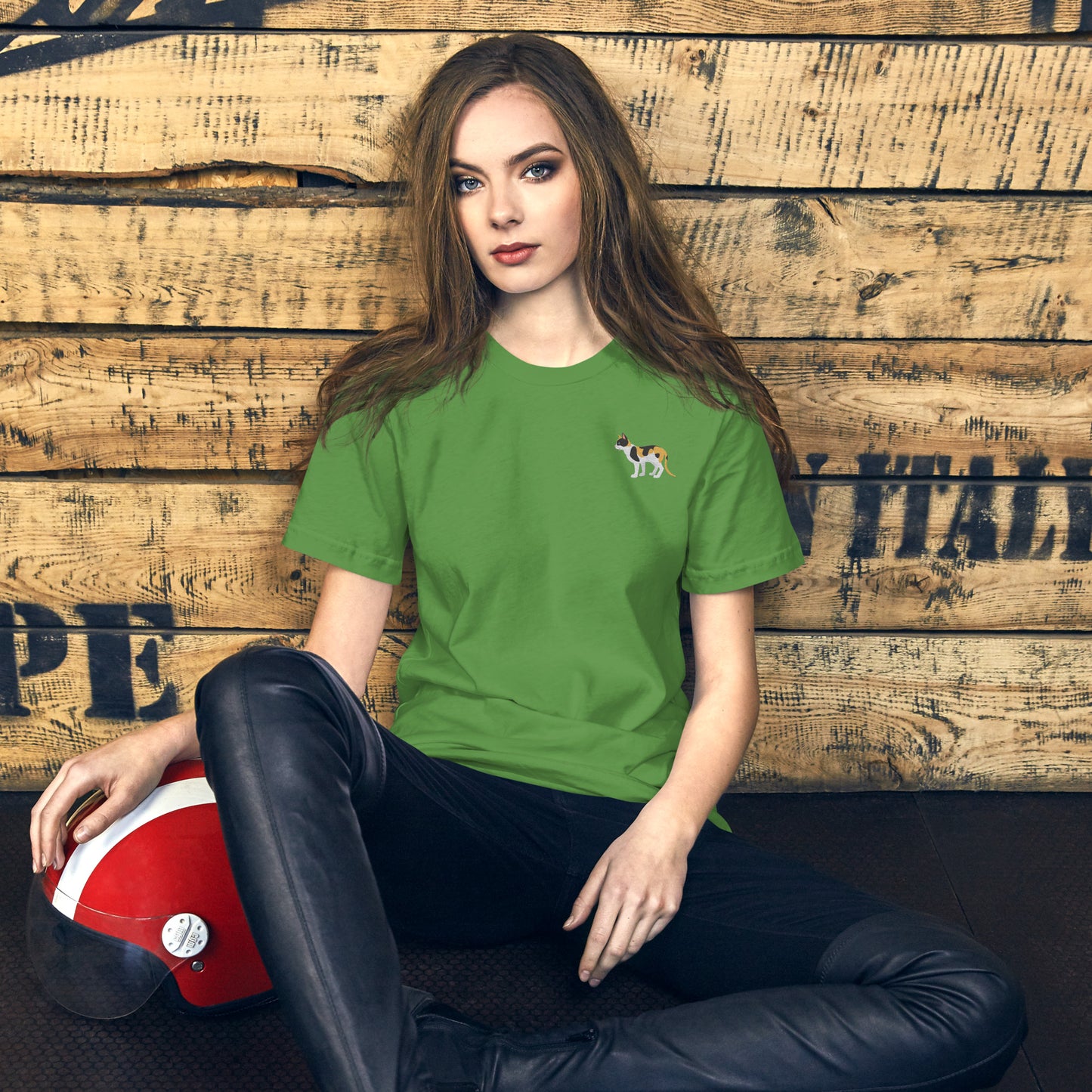 Cat Cotton T-shirt - Embroidered - Wildlife Soul Cat Cotton T-shirt - Embroidered
