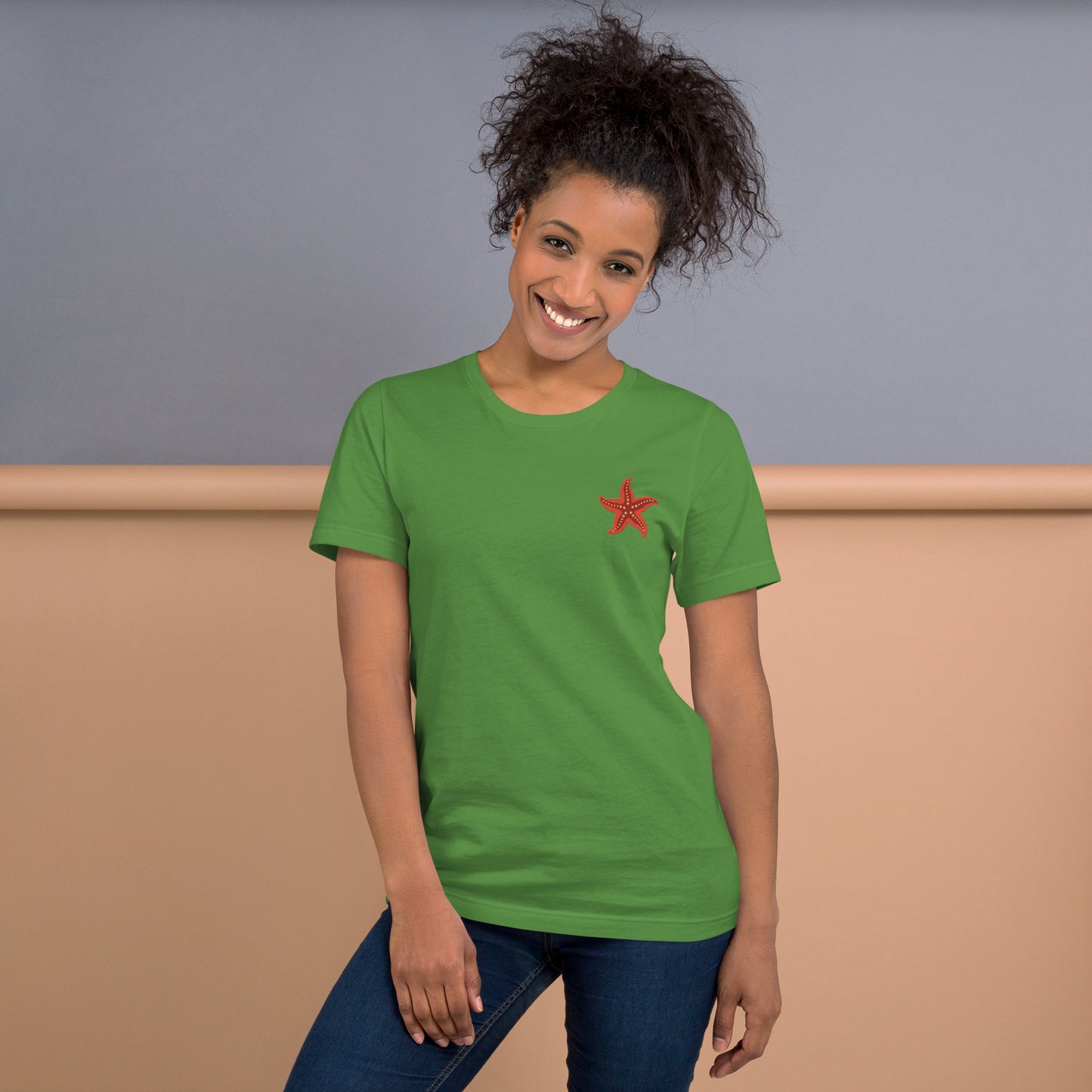 Star fish Cotton T-Shirt - Embroidered - Wildlife Soul Star fish Cotton T-Shirt - Embroidered
