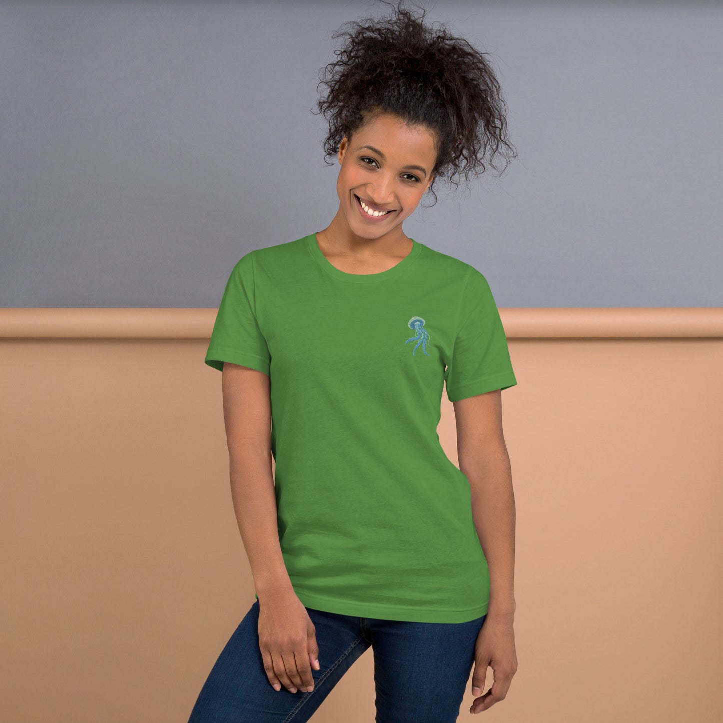 Jellyfish Cotton T-Shirt - Embroidered - Wildlife Soul Jellyfish Cotton T-Shirt - Embroidered