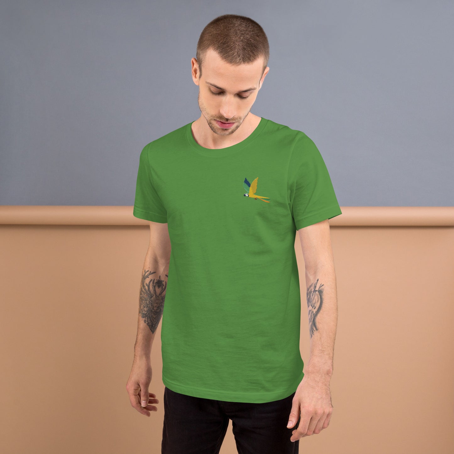 Parrot Cotton T-Shirt - Embroidered - Wildlife Soul Parrot Cotton T-Shirt - Embroidered
