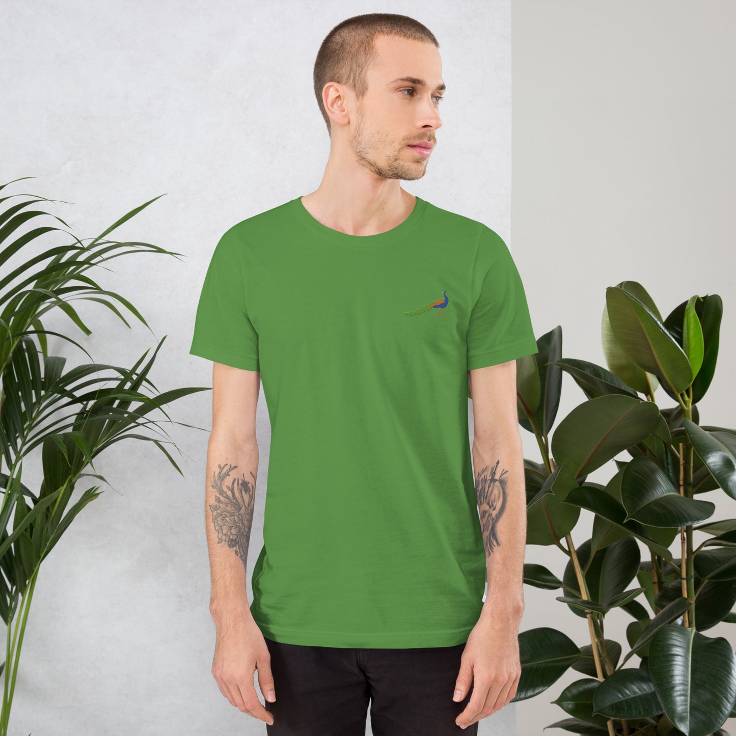 Peacock Cotton T-Shirt - Embroidered - Wildlife Soul Peacock Cotton T-Shirt - Embroidered
