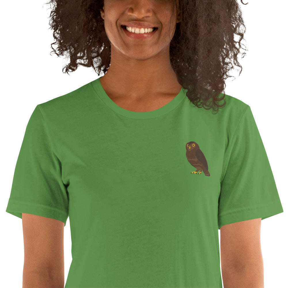 Owl Cotton T-Shirt - Embroidered - Wildlife Soul Owl Cotton T-Shirt - Embroidered