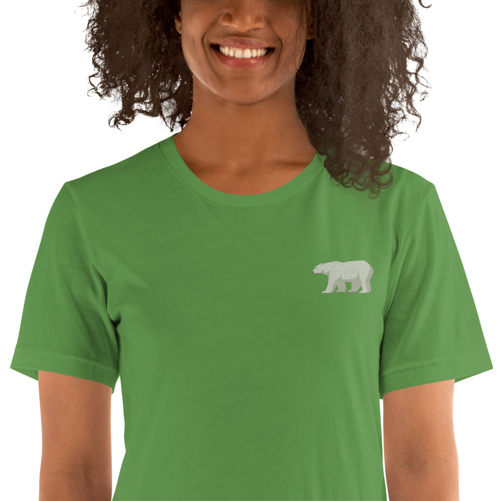 White Bear Cotton T-Shirt - Embroidered - Wildlife Soul White Bear Cotton T-Shirt - Embroidered