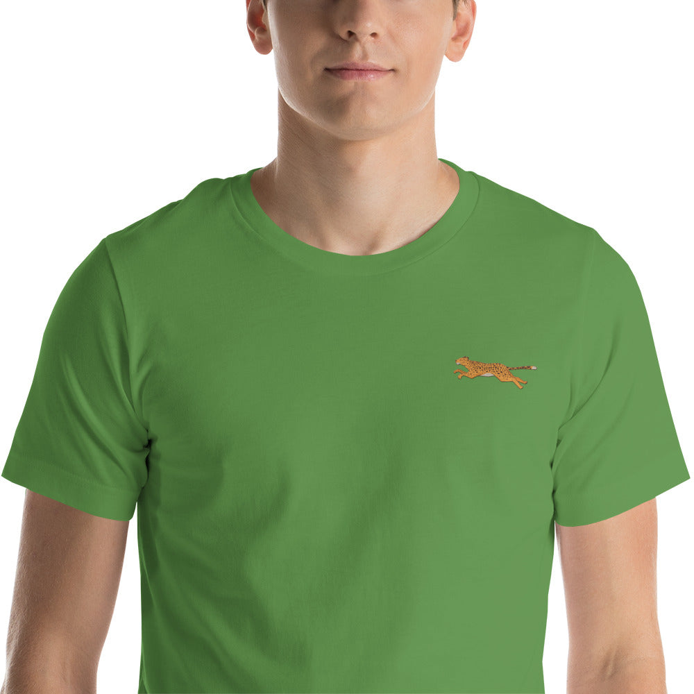 Leopard Cotton T-Shirt - Embroidered - Wildlife Soul Leopard Cotton T-Shirt - Embroidered