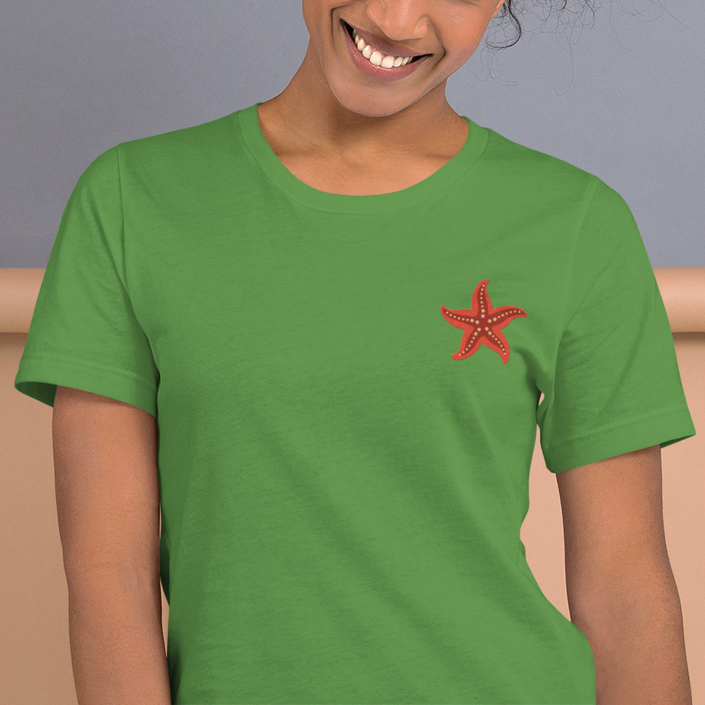 Star fish Cotton T-Shirt - Embroidered - Wildlife Soul Star fish Cotton T-Shirt - Embroidered