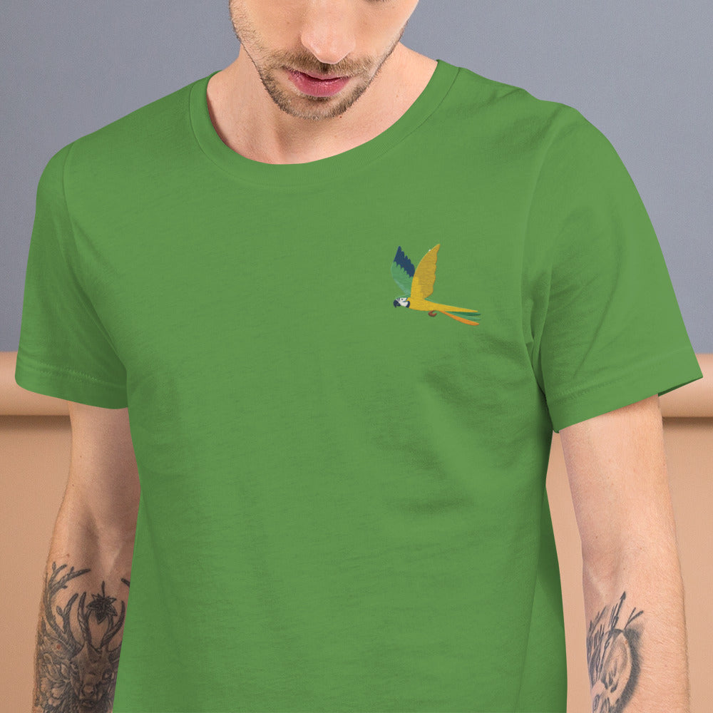 Parrot Cotton T-Shirt - Embroidered - Wildlife Soul Parrot Cotton T-Shirt - Embroidered