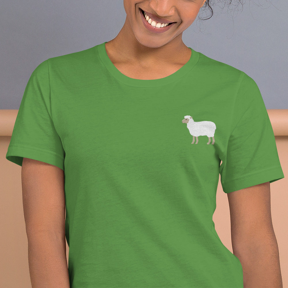 Sheep Cotton T-Shirt - Embroidered - Wildlife Soul Sheep Cotton T-Shirt - Embroidered