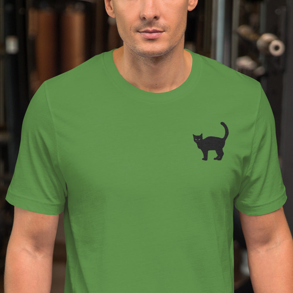Black Cat T-Shirt - Embroidered - Wildlife Soul Black Cat T-Shirt - Embroidered