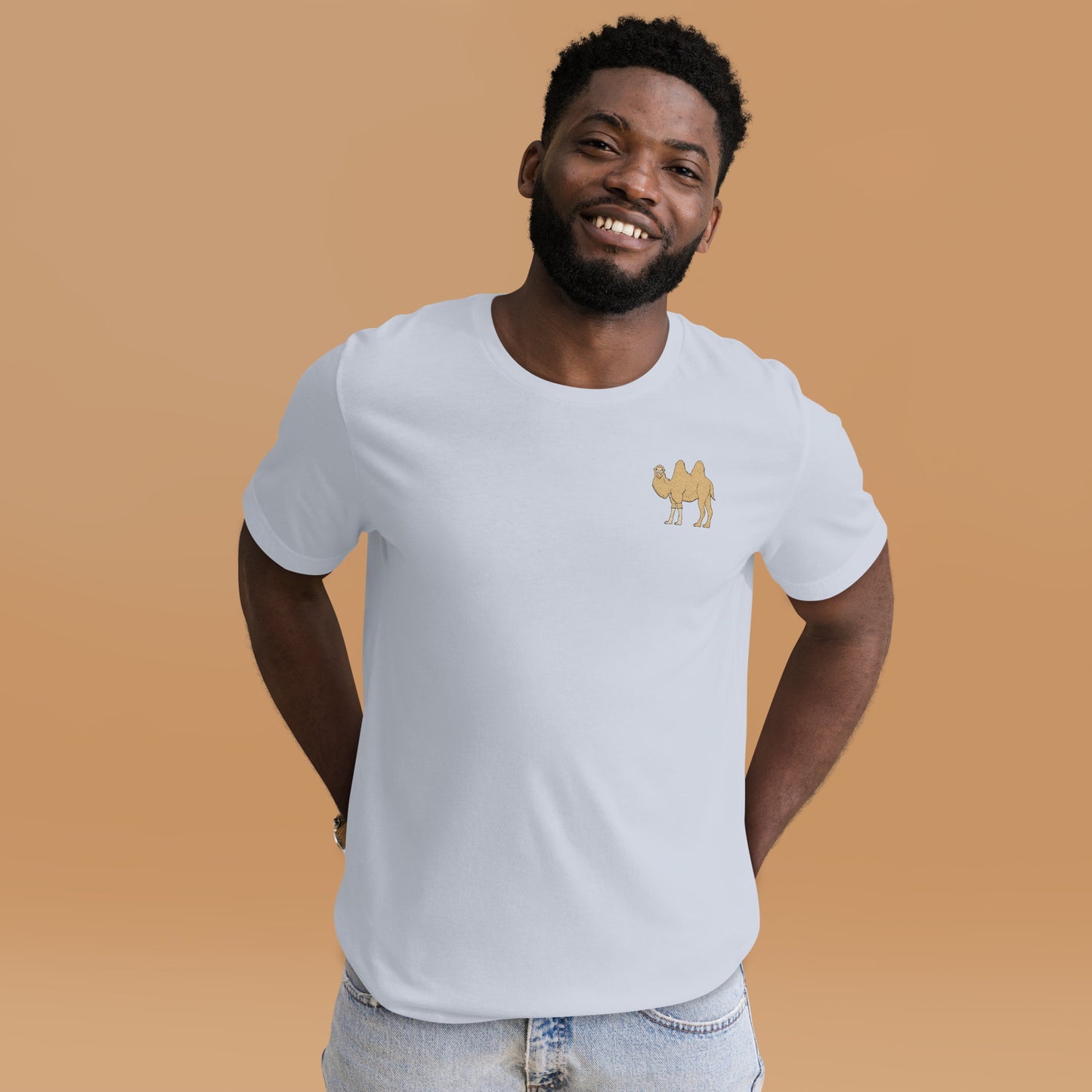 Camel Cotton T-Shirt - Embroidered - Wildlife Soul Camel Cotton T-Shirt - Embroidered