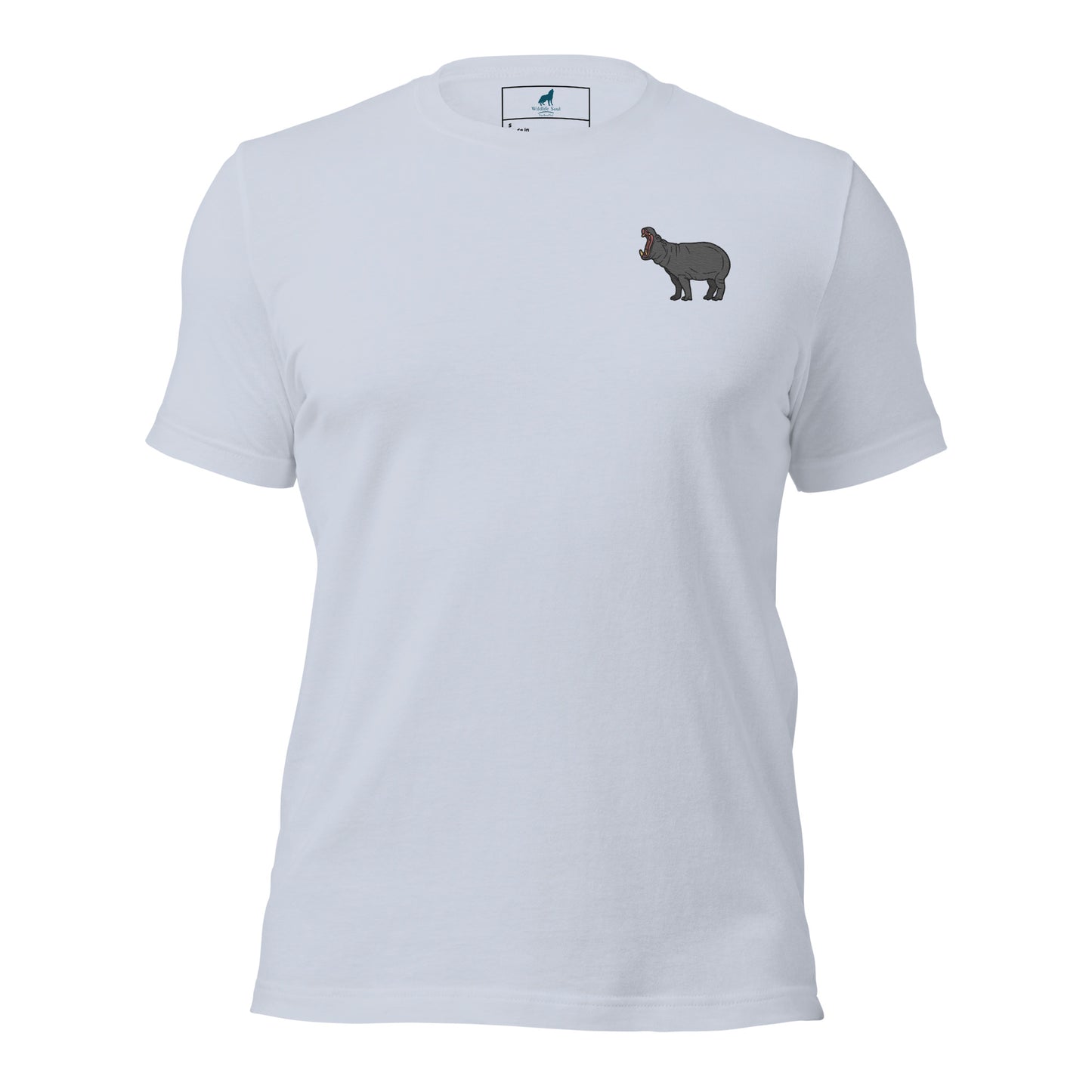 Hippopotamus Cotton T-Shirt - Embroidered - Wildlife Soul Hippopotamus Cotton T-Shirt - Embroidered