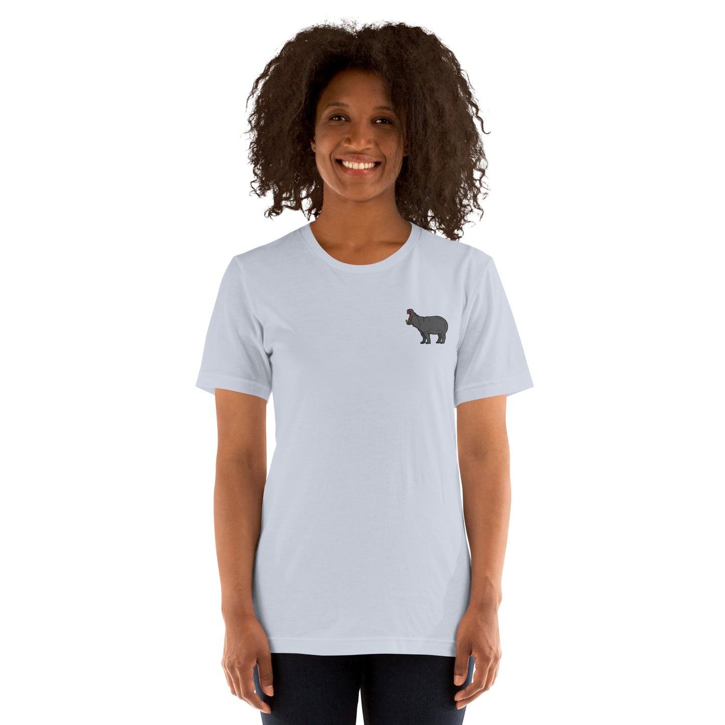 Hippopotamus Cotton T-Shirt - Embroidered - Wildlife Soul Hippopotamus Cotton T-Shirt - Embroidered