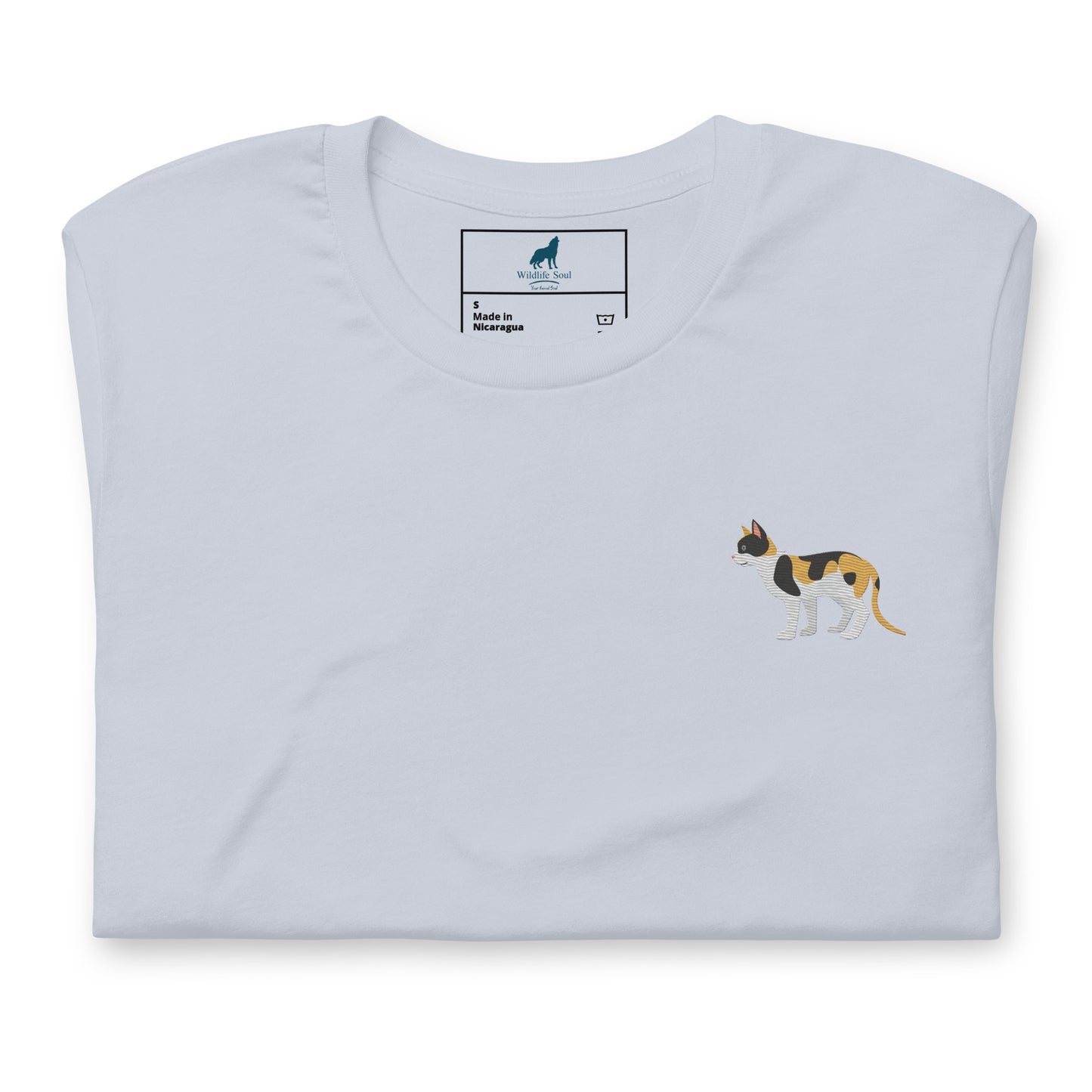 Cat Cotton T-shirt - Embroidered - Wildlife Soul Cat Cotton T-shirt - Embroidered