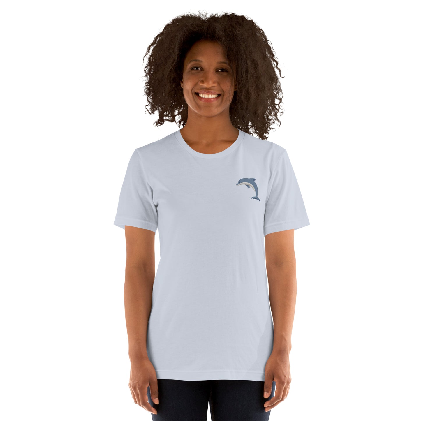 Dolphin Cotton T-Shirt - Embroidered - Wildlife Soul Dolphin Cotton T-Shirt - Embroidered
