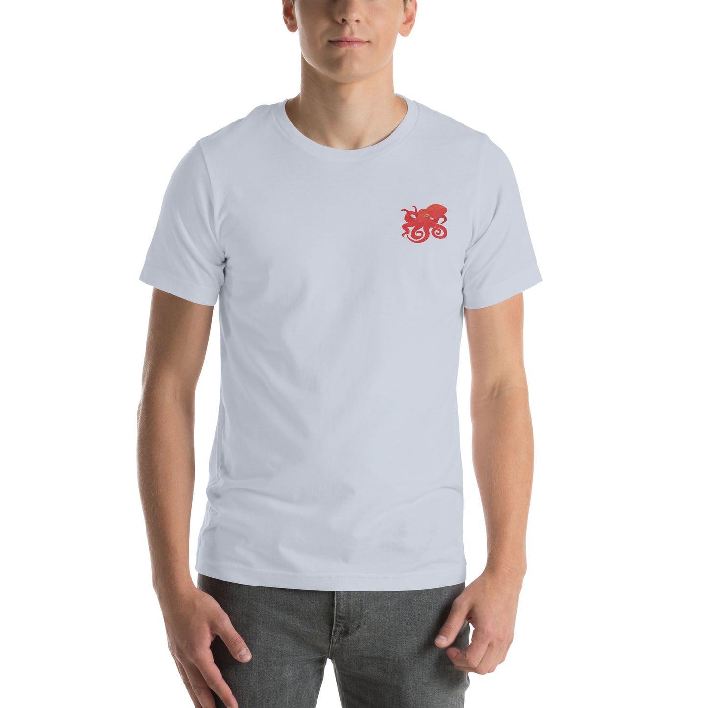 Octopus Cotton T-Shirt - Embroidered - Wildlife Soul Octopus Cotton T-Shirt - Embroidered