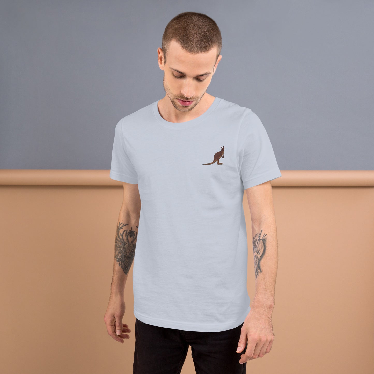 Kangaroo Cotton T-Shirt - Embroidered - Wildlife Soul Kangaroo Cotton T-Shirt - Embroidered