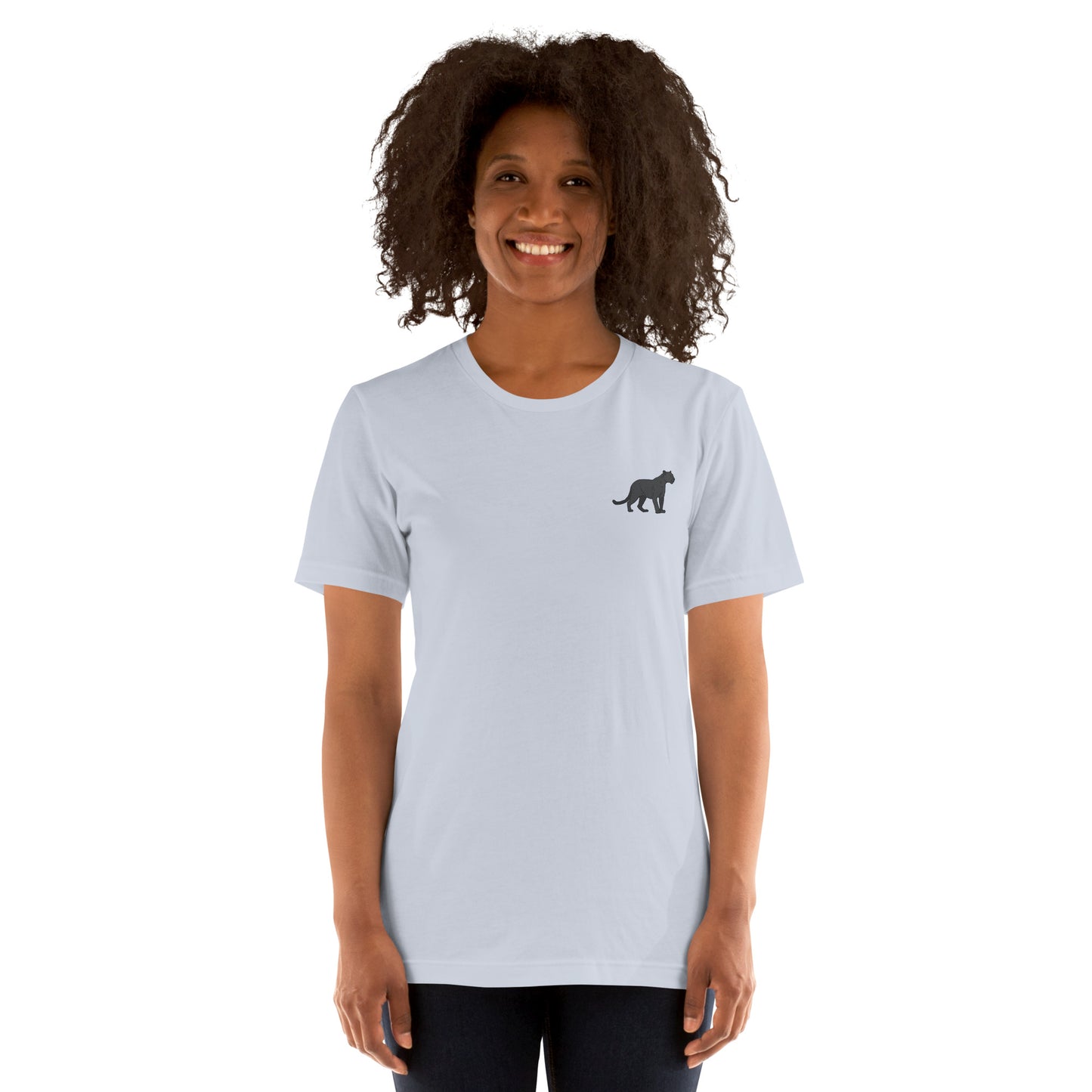 Panther Cotton T-Shirt - Embroidered - Wildlife Soul Panther Cotton T-Shirt - Embroidered