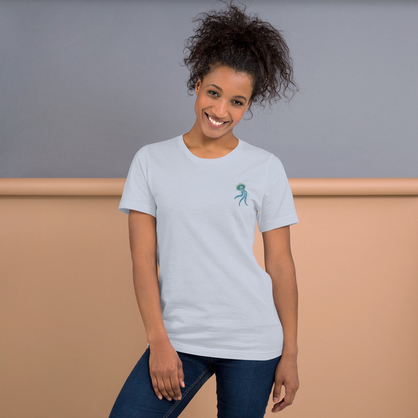 Jellyfish Cotton T-Shirt - Embroidered - Wildlife Soul Jellyfish Cotton T-Shirt - Embroidered