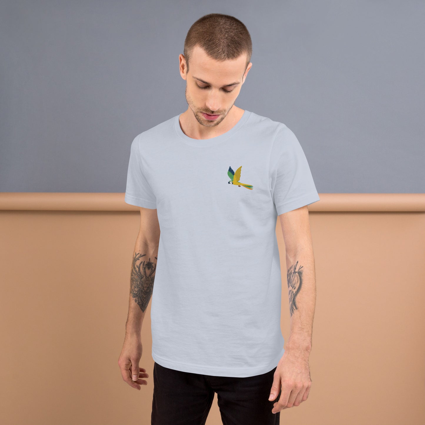 Parrot Cotton T-Shirt - Embroidered - Wildlife Soul Parrot Cotton T-Shirt - Embroidered