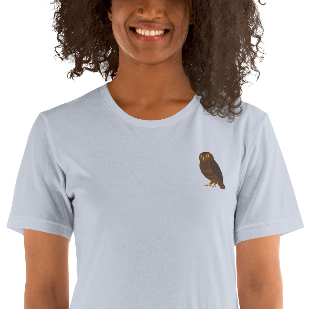 Owl Cotton T-Shirt - Embroidered - Wildlife Soul Owl Cotton T-Shirt - Embroidered
