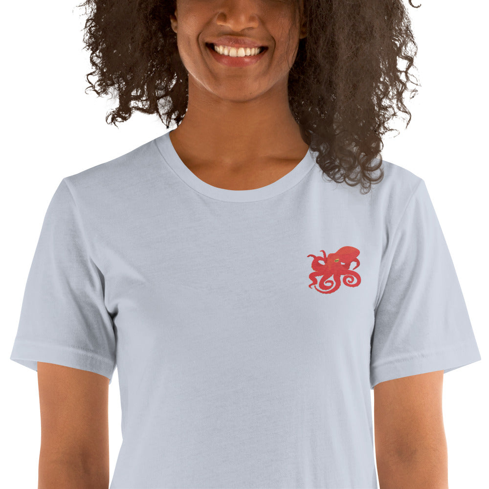 Octopus Cotton T-Shirt - Embroidered - Wildlife Soul Octopus Cotton T-Shirt - Embroidered