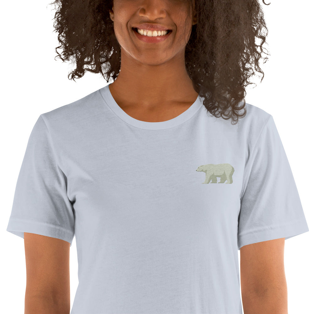 White Bear Cotton T-Shirt - Embroidered - Wildlife Soul White Bear Cotton T-Shirt - Embroidered