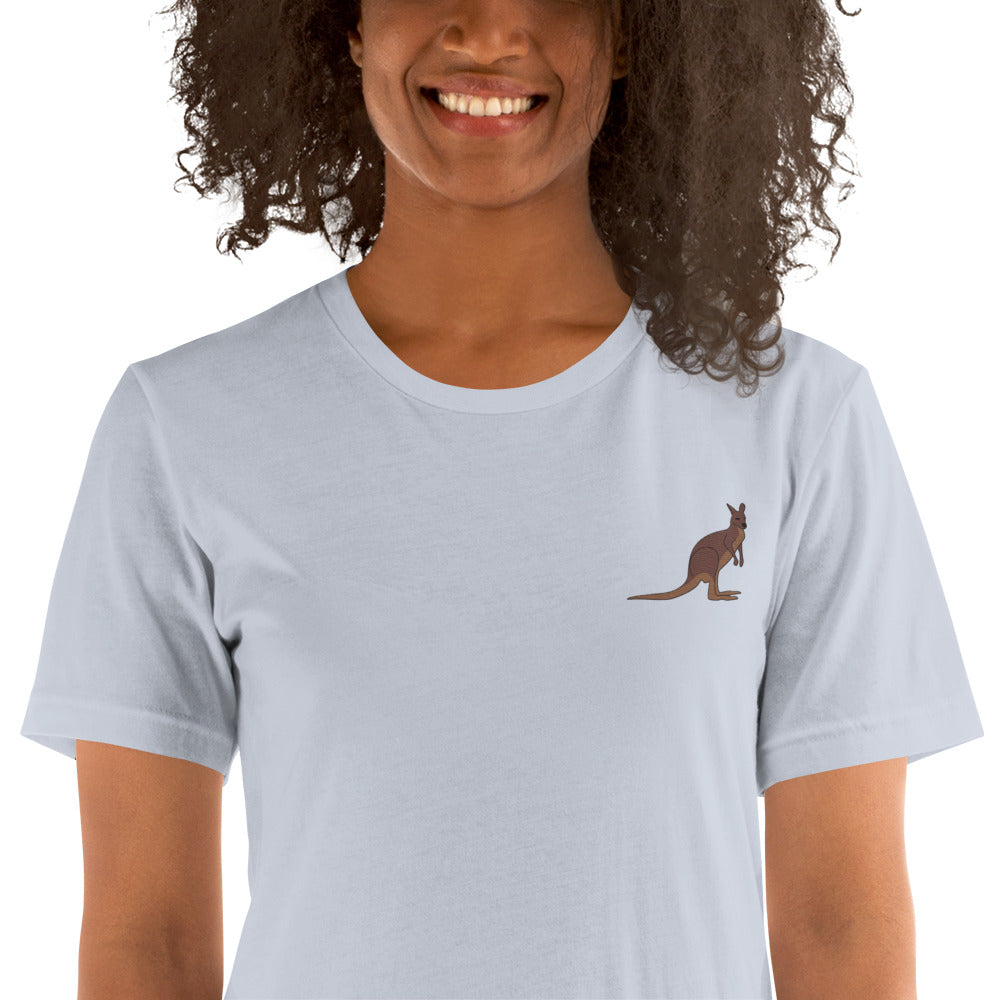 Kangaroo Cotton T-Shirt - Embroidered - Wildlife Soul Kangaroo Cotton T-Shirt - Embroidered