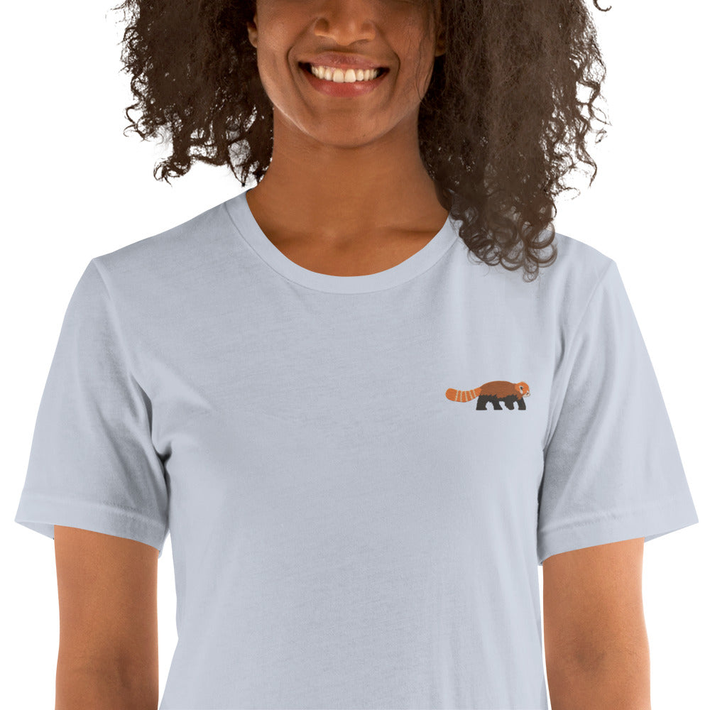 Red Panda Cotton T-Shirt - Embroidered - Wildlife Soul Red Panda Cotton T-Shirt - Embroidered