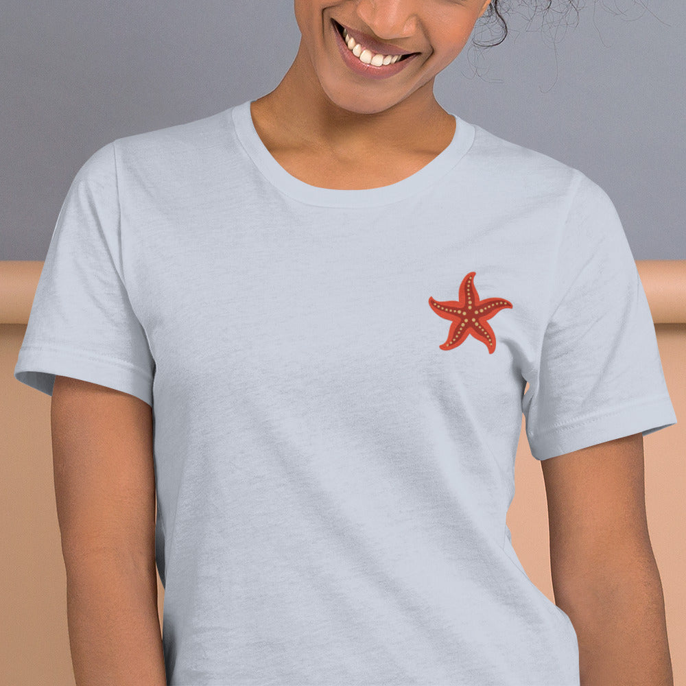 Star fish Cotton T-Shirt - Embroidered - Wildlife Soul Star fish Cotton T-Shirt - Embroidered