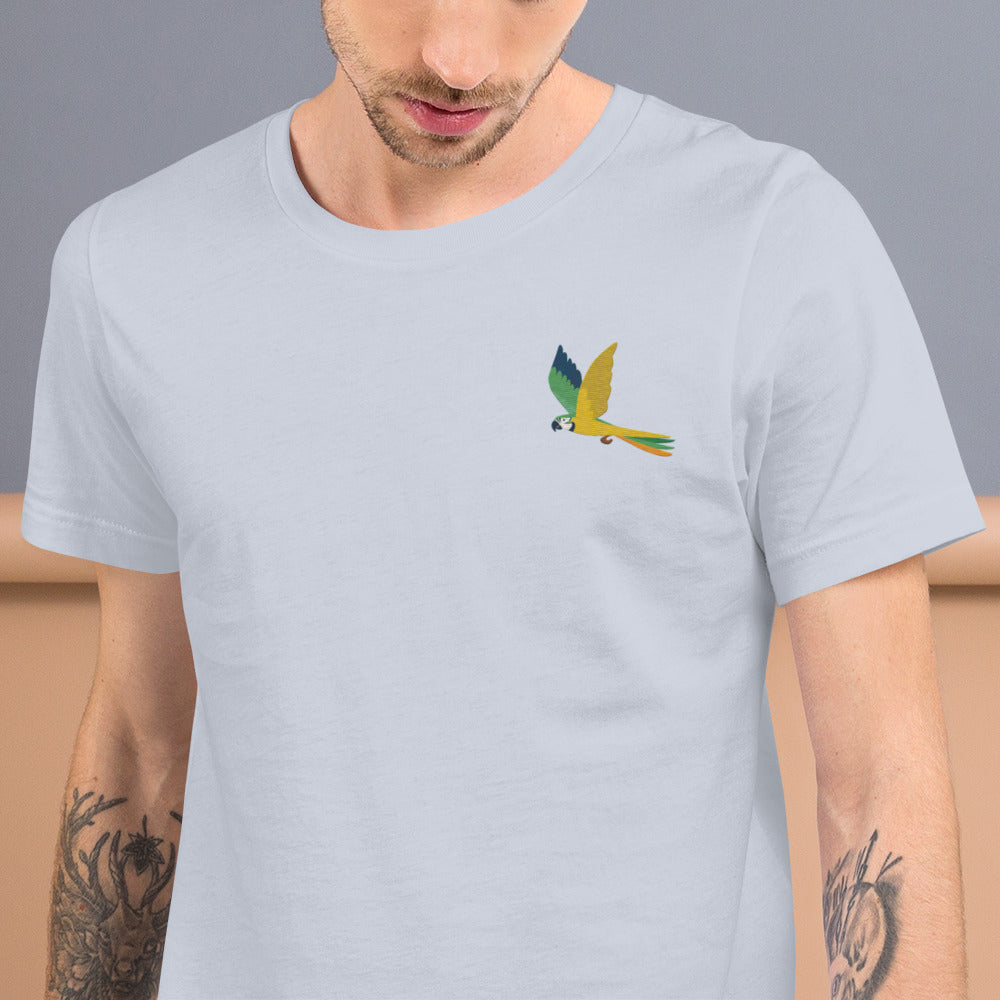 Parrot Cotton T-Shirt - Embroidered - Wildlife Soul Parrot Cotton T-Shirt - Embroidered