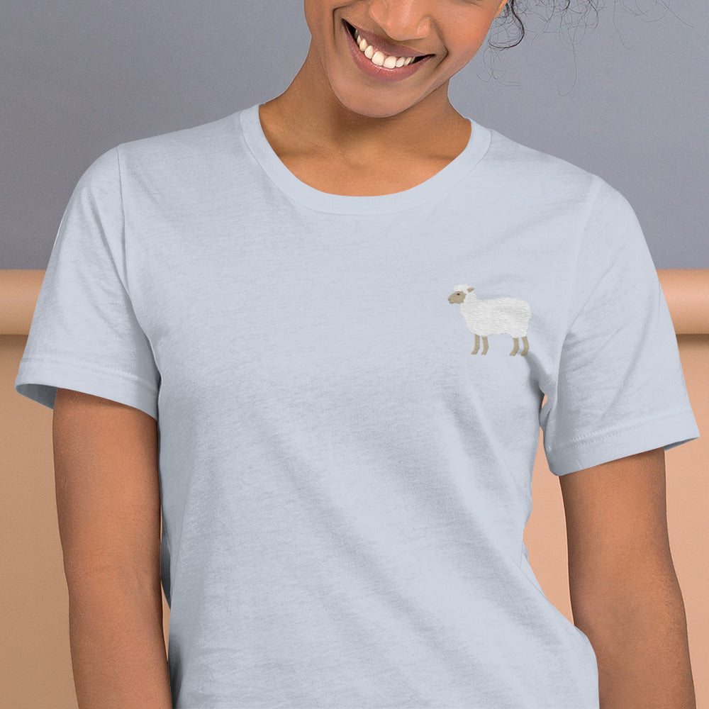 Sheep Cotton T-Shirt - Embroidered - Wildlife Soul Sheep Cotton T-Shirt - Embroidered