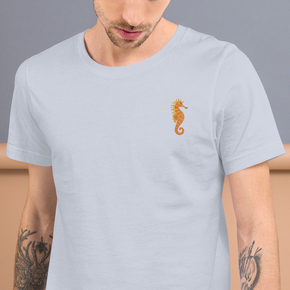 Seahorse Cotton T-Shirt - Embroidered - Wildlife Soul Seahorse Cotton T-Shirt - Embroidered