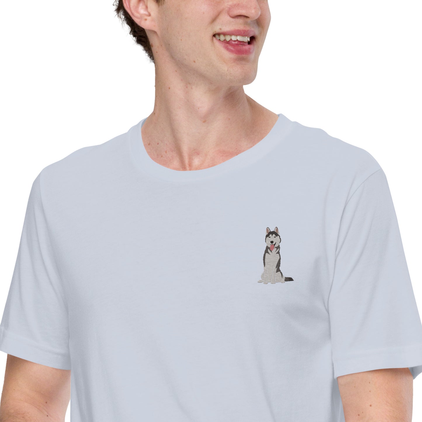 Siberian Husky Cotton T-Shirt - Embroidered - Wildlife Soul Siberian Husky Cotton T-Shirt - Embroidered