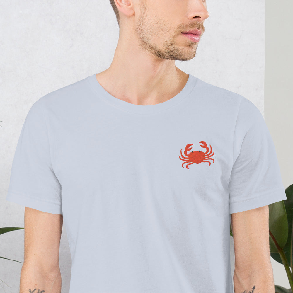 Crab Cotton T-Shirt - Embroidered - Wildlife Soul Crab Cotton T-Shirt - Embroidered