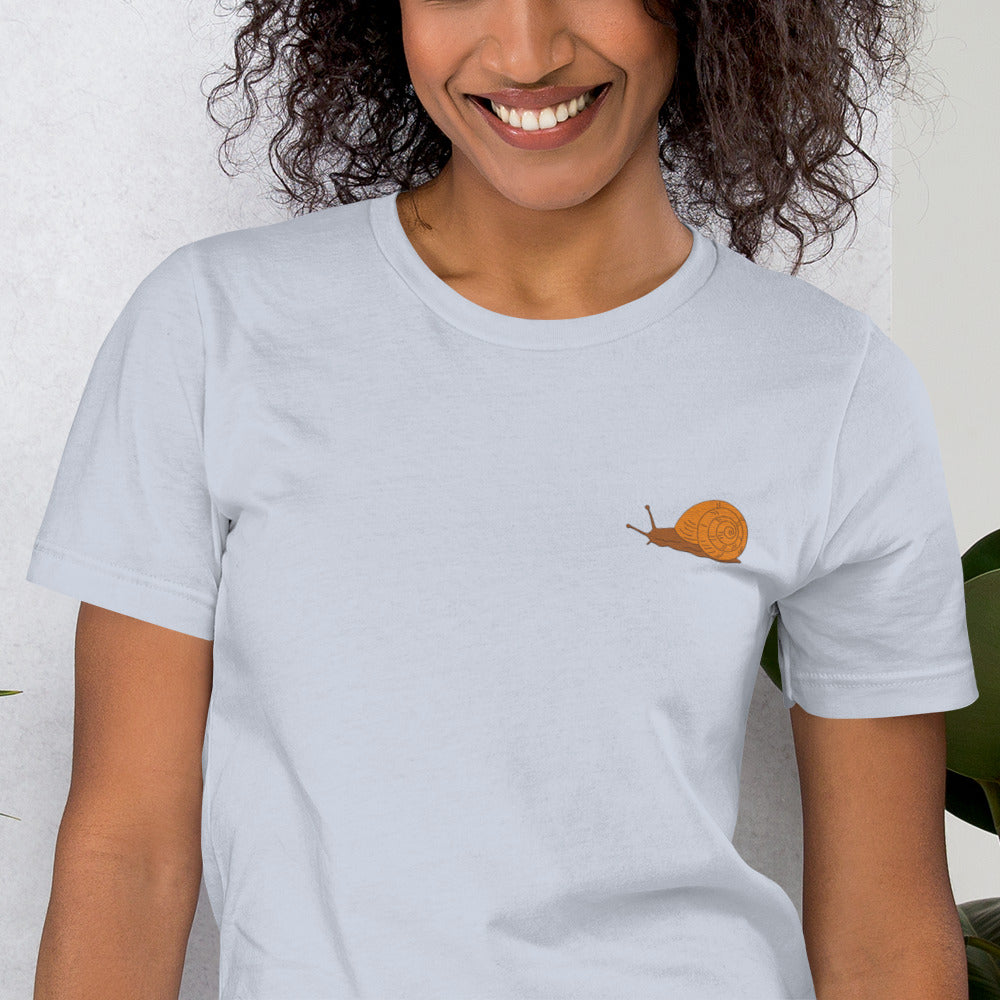 Snail Cotton T-Shirt - Embroidered - Wildlife Soul Snail Cotton T-Shirt - Embroidered