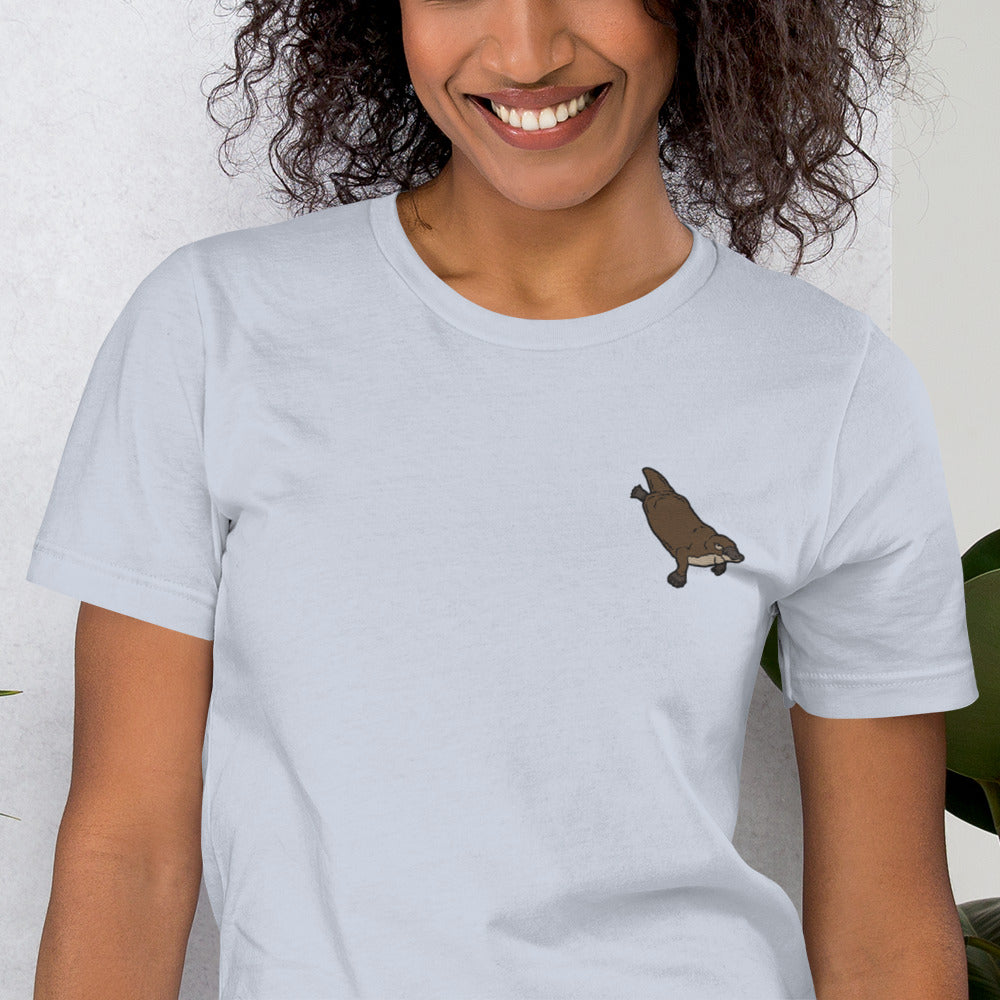 Platypus Cotton T-Shirt - Embroidered - Wildlife Soul Platypus Cotton T-Shirt - Embroidered