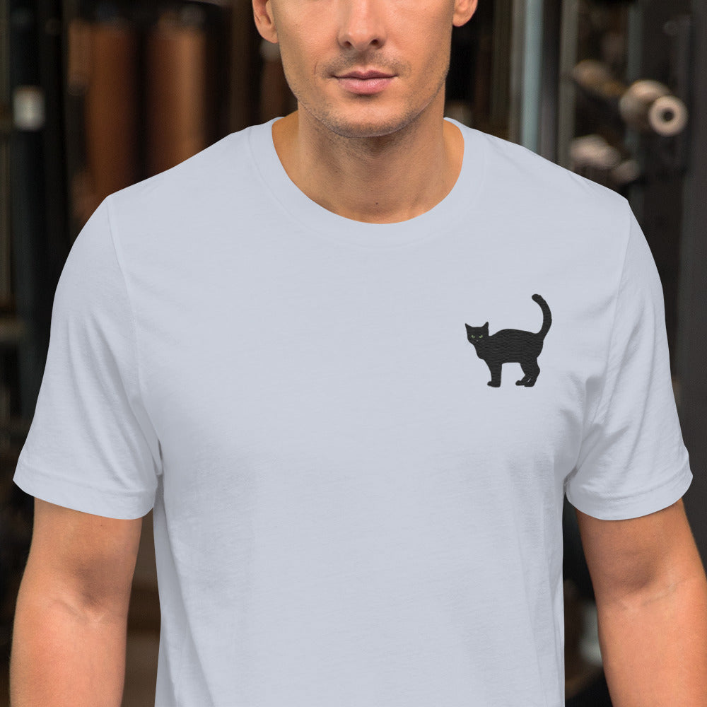 Black Cat T-Shirt - Embroidered - Wildlife Soul Black Cat T-Shirt - Embroidered