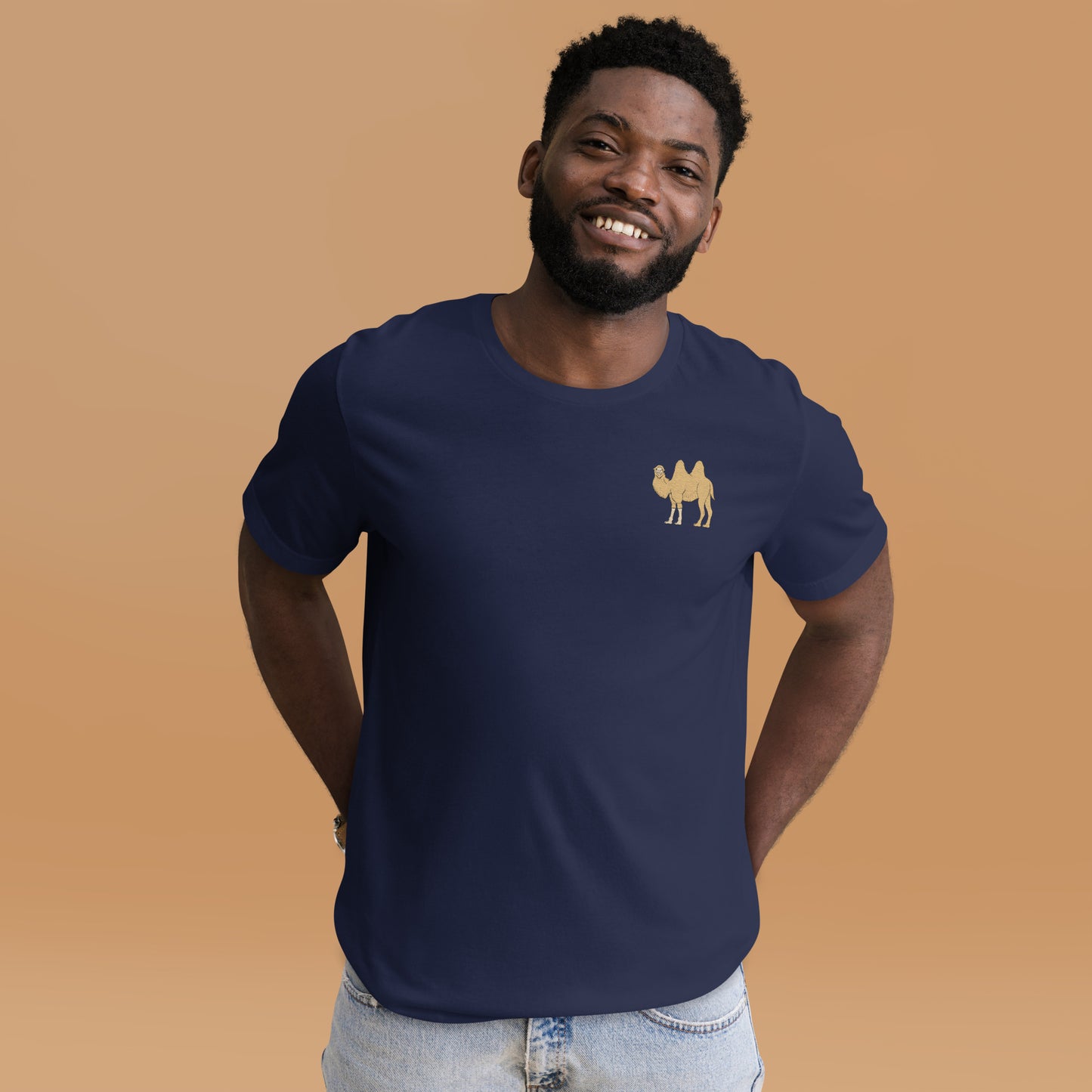 Camel Cotton T-Shirt - Embroidered - Wildlife Soul Camel Cotton T-Shirt - Embroidered