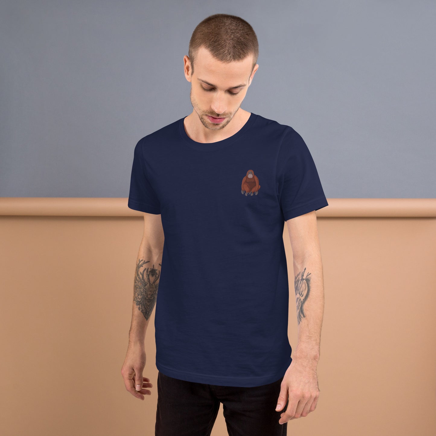 Orangutan Cotton T-Shirt - Embroidered - Wildlife Soul Orangutan Cotton T-Shirt - Embroidered